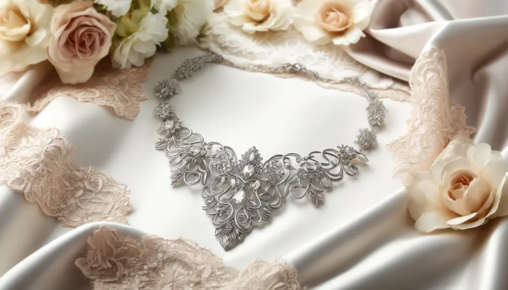 silver necklace set for wedding