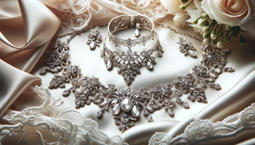 silver necklace set for wedding