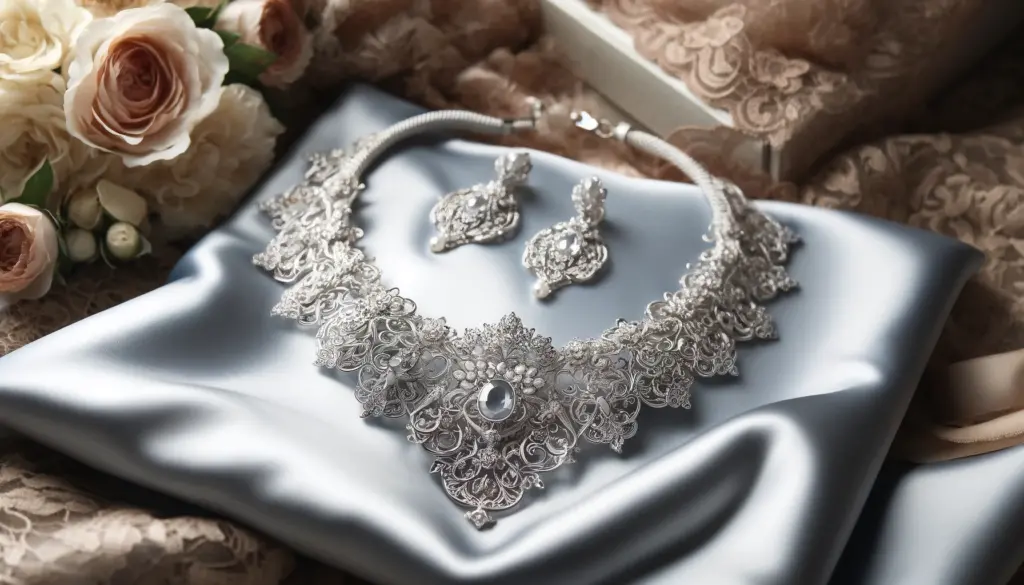 silver necklace set for wedding